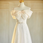 Robe de demoiselle d'honneur longue en tulle, coupe trapèze, couleur champagne clair, C3820