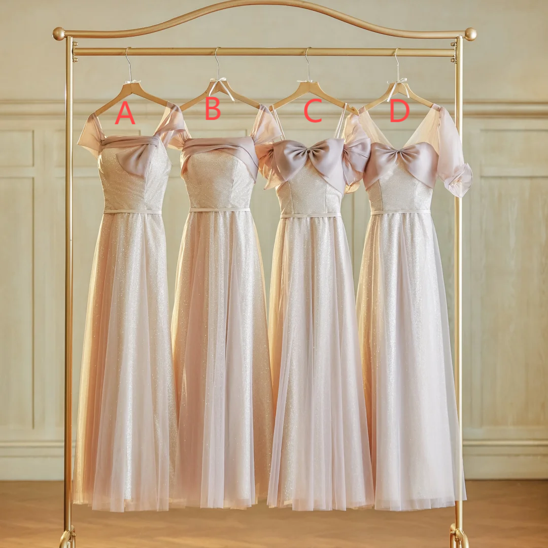 Robe de demoiselle d'honneur longue en satin et tulle coupe A Max And Match C3822