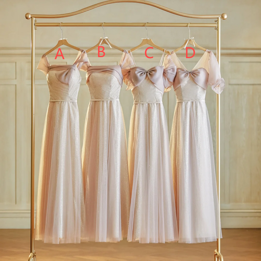 Robe de demoiselle d'honneur longue en satin et tulle coupe A Max And Match C3822