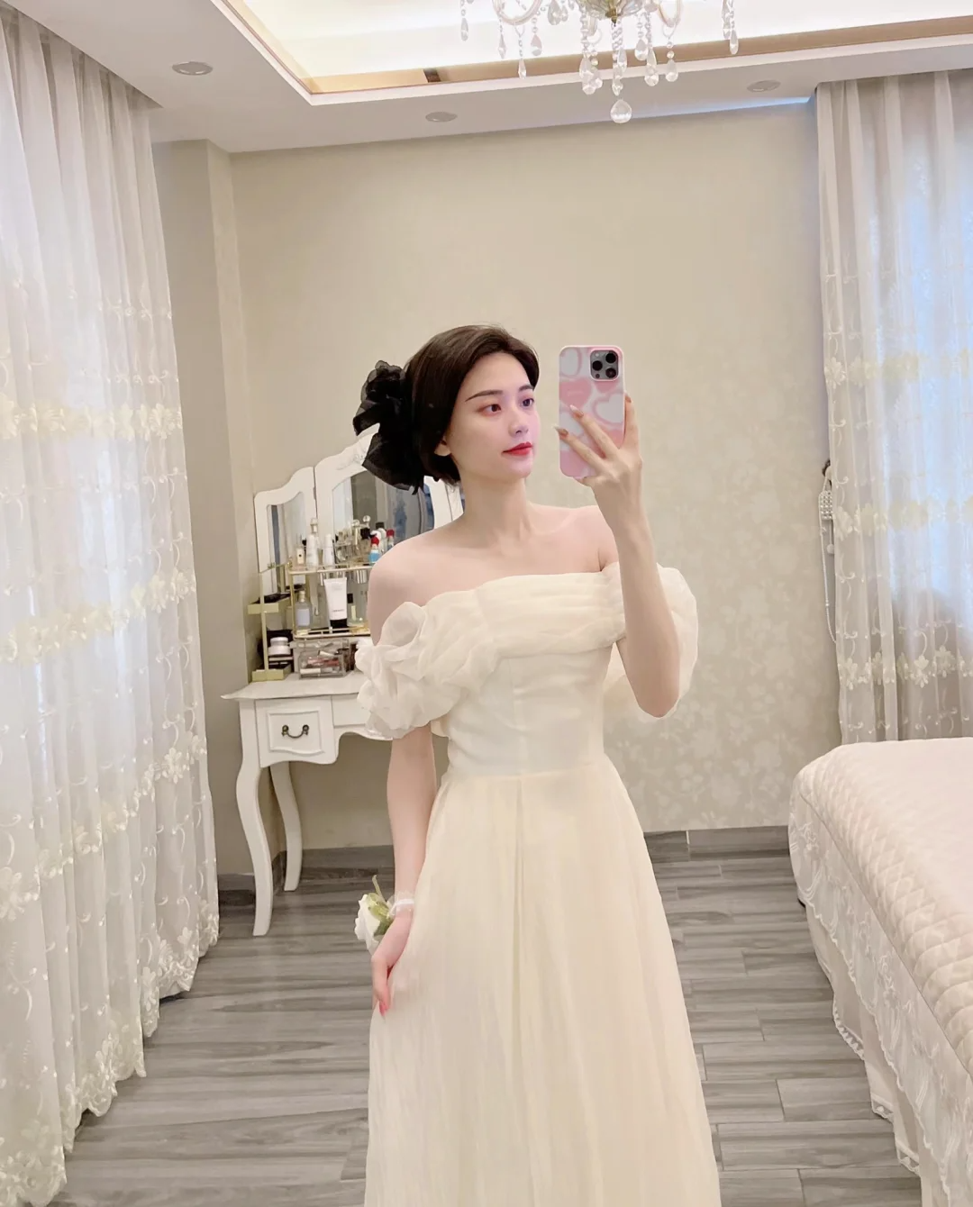 Elegant A Line Off The Shoulder Ivory Chiffon Long Bridesmaid Dress C3823