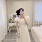 Elegant A Line Off The Shoulder Ivory Chiffon Long Bridesmaid Dress C3823
