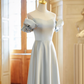 Robe de demoiselle d'honneur longue en satin gris coupe A Max And Match C3824
