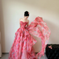 Summer Unique  A Line Strapless Chiffon Long Prom Dresses C3826