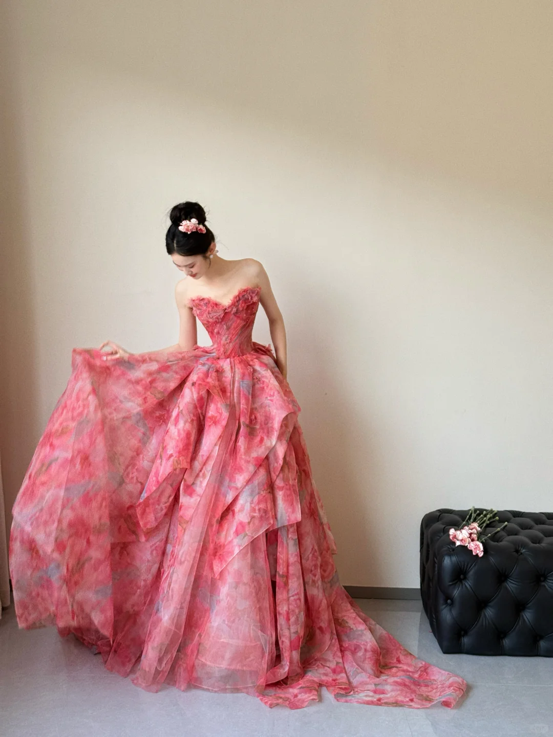 Summer Unique  A Line Strapless Chiffon Long Prom Dresses C3826