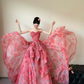 Summer Unique  A Line Strapless Chiffon Long Prom Dresses C3826