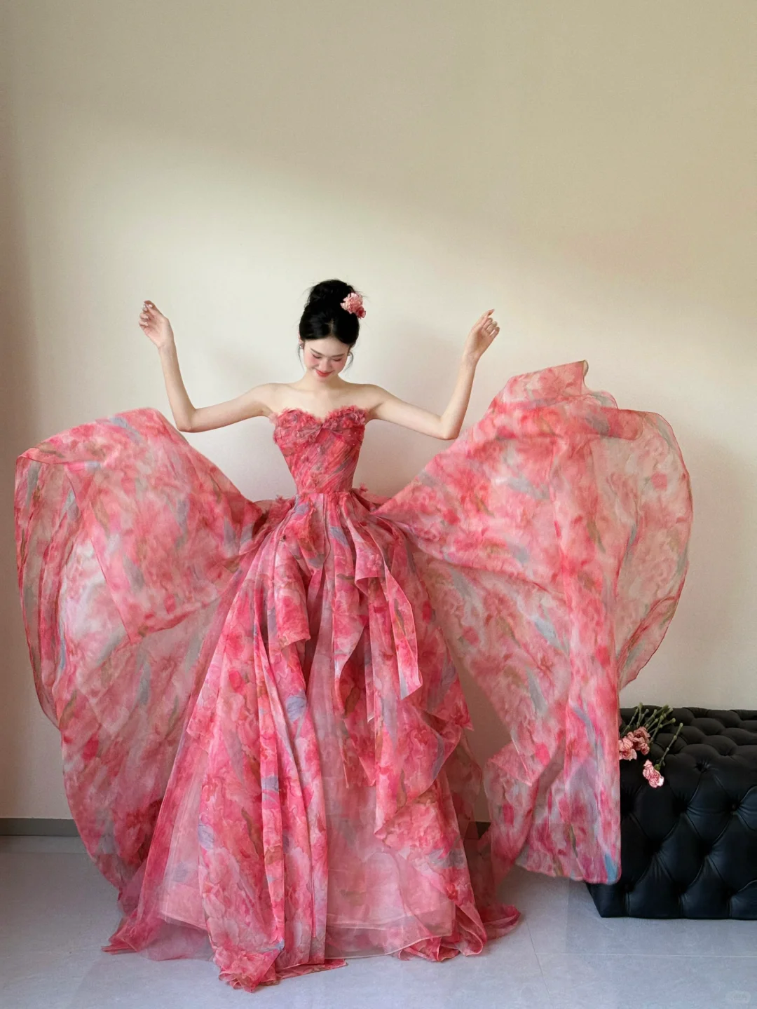 Summer Unique  A Line Strapless Chiffon Long Prom Dresses C3826