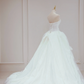 Robe de mariée longue plissée en satin blanc, coupe trapèze, sans bretelles, de rêve, C3829