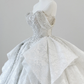 Robe de mariée longue en satin à épaules dénudées et sequins, style intemporel, avec traîne perlée, C3834