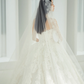 Robe de mariée longue en tulle blanc, élégante et chic, coupe trapèze, sans bretelles, avec voile, C3836