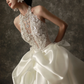 Robe de mariée longue en satin ivoire à appliques et col licou, style unique, C3840