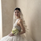 Vintage Ball Gown Halter White Tulle Lace With Veil Gloves Long Wedding Dresses C3841