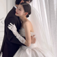 Robe de mariée longue en satin blanc, élégante et chic, sans bretelles, avec voile et gants, C3842