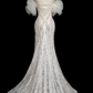 Robe de mariée longue en tulle et dentelle, style sirène, épaules dénudées, unique, C3845
