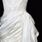 Robe de mariée longue plissée en satin et dentelle, style sirène, vintage, dos nu, C3846