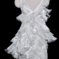 Superbe robe de mariée sirène longue en tulle blanc et dentelle, col en V, C3847