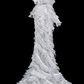 Superbe robe de mariée sirène longue en tulle blanc et dentelle, col en V, C3847
