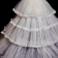 Robe de mariée princesse longue en tulle et dentelle, sans bretelles, à volants, C3849