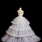 Robe de mariée princesse longue en tulle et dentelle, sans bretelles, à volants, C3849