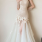 Classy Elegant Mermaid Halter Tulle With Gloves Long Wedding Dresses C3856