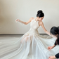Classy Elegant Mermaid Halter Tulle With Gloves Long Wedding Dresses C3856