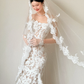 Robe de mariée sirène longue bustier en tulle avec appliques et gants C3857