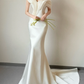 Robe de mariée longue en satin avec voile et épaules dénudées, style sirène, simple, été, C3861