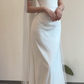 Robe de mariée longue plissée en satin, élégante, sans bretelles, style sirène, C3864