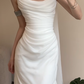 Robe de mariée longue plissée en satin, élégante, sans bretelles, style sirène, C3864