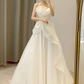 Summer Simple A Line Strapless Satin Long Wedding Dresses C3867