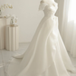 Summer Simple A Line Strapless Satin Long Wedding Dresses C3867