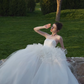 Robe de mariée longue en satin et tulle, simple et élégante, sans bretelles, C3879
