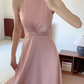 Robe de demoiselle d'honneur longue en satin, élégante et simple, coupe trapèze, dos nu, C3883