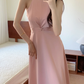 Robe de demoiselle d'honneur longue en satin, élégante et simple, coupe trapèze, dos nu, C3883