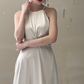 Robe de demoiselle d'honneur longue en satin, élégante et simple, coupe trapèze, dos nu, C3883