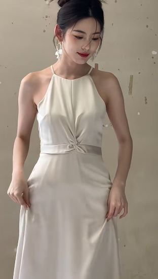 Robe de demoiselle d'honneur longue en satin, élégante et simple, coupe trapèze, dos nu, C3883
