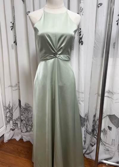 Robe de demoiselle d'honneur longue en satin, élégante et simple, coupe trapèze, dos nu, C3883