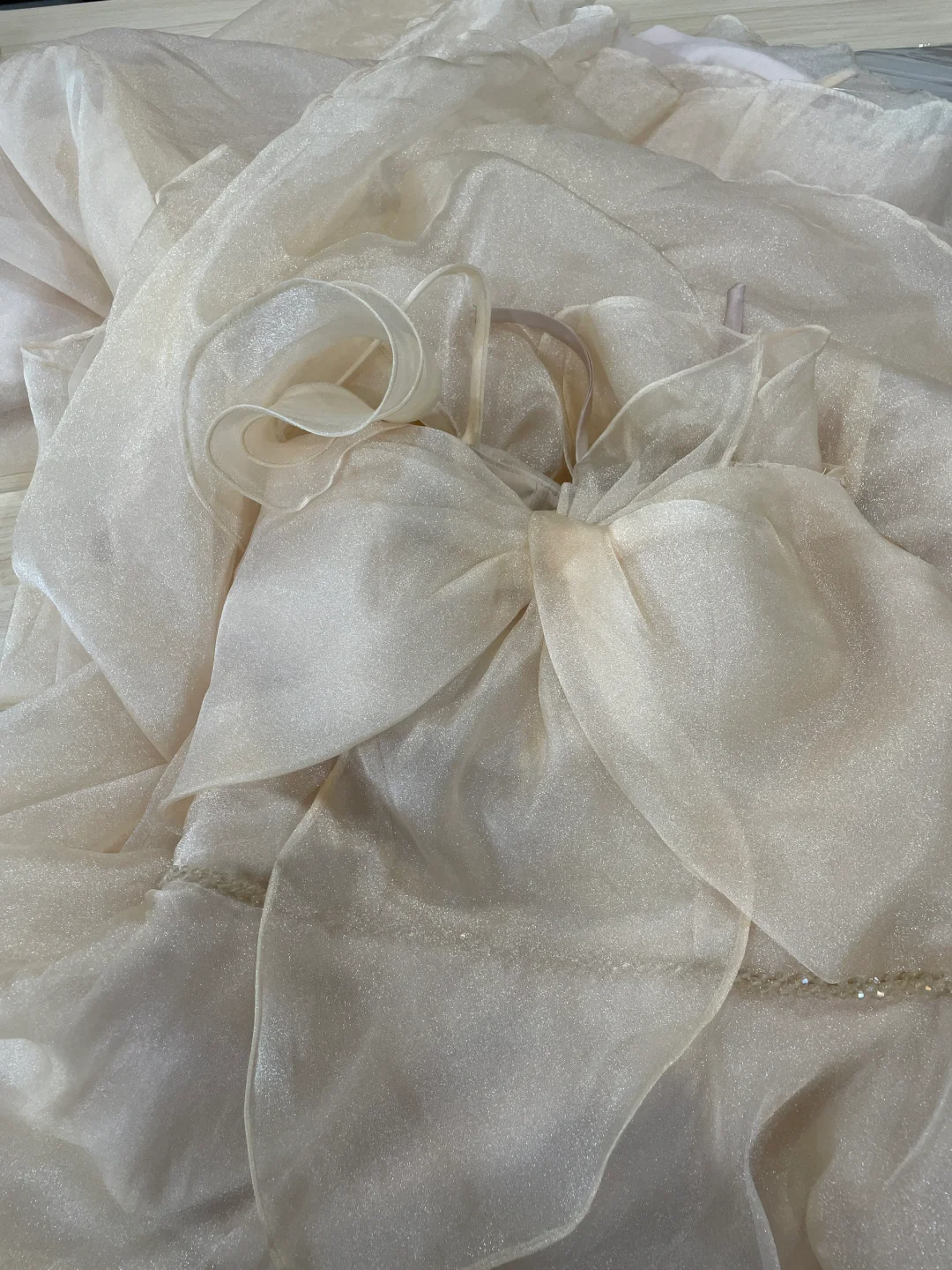 Pretty A Line Spaghetti Straps Light Champagne Chiffon Long Bridesmaid Dress C3885