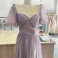 Unique A Line Lilac Chiffon Long Bridesmaid Dress C3887