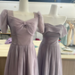Unique A Line Lilac Chiffon Long Bridesmaid Dress C3887