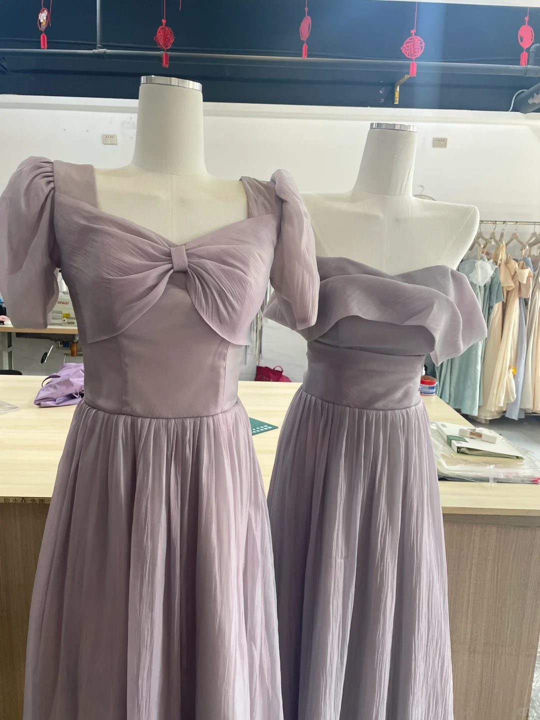 Unique A Line Lilac Chiffon Long Bridesmaid Dress C3887