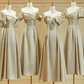 Elegant Simple A Line Satin Long Bridesmaid Dress C3889