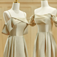 Elegant Simple A Line Satin Long Bridesmaid Dress C3889