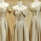 Elegant Simple A Line Satin Long Bridesmaid Dress C3889