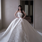 Robe de mariée longue en satin et tulle, sans bretelles, style bal intemporel, C3892