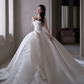 Robe de mariée longue en satin et tulle, sans bretelles, style bal intemporel, C3892
