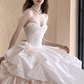 Vintage Ball Gown Strapless Satin Long Wedding Dresses C3894