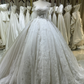 Princess Ball Gown Off The Shoulder White Tulle Lace Long Wedding Dresses C3897