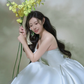 Robe de mariée longue en satin blanc, élégante, épaules dénudées, C3914