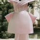 Amazing Strapless V-Neck Pleats Bow-Knot Mini Homecoming Party Dress C392