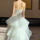 Dreamy Mermaid Strapless White Lace Tulle Long Wedding Dresses C3943